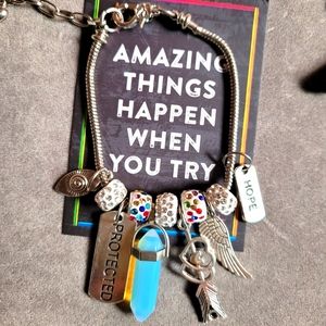 2 fo 40 Silver rope Bullet Pendant charm bracelet